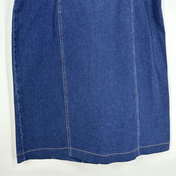 NEWPORT NEWS Vintage Women’s Denim Jean Jumper Dress Sz 12 Runs Small - Picture 2 of 5